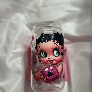 Betty Boop Glass Tumbler with Dice Design
